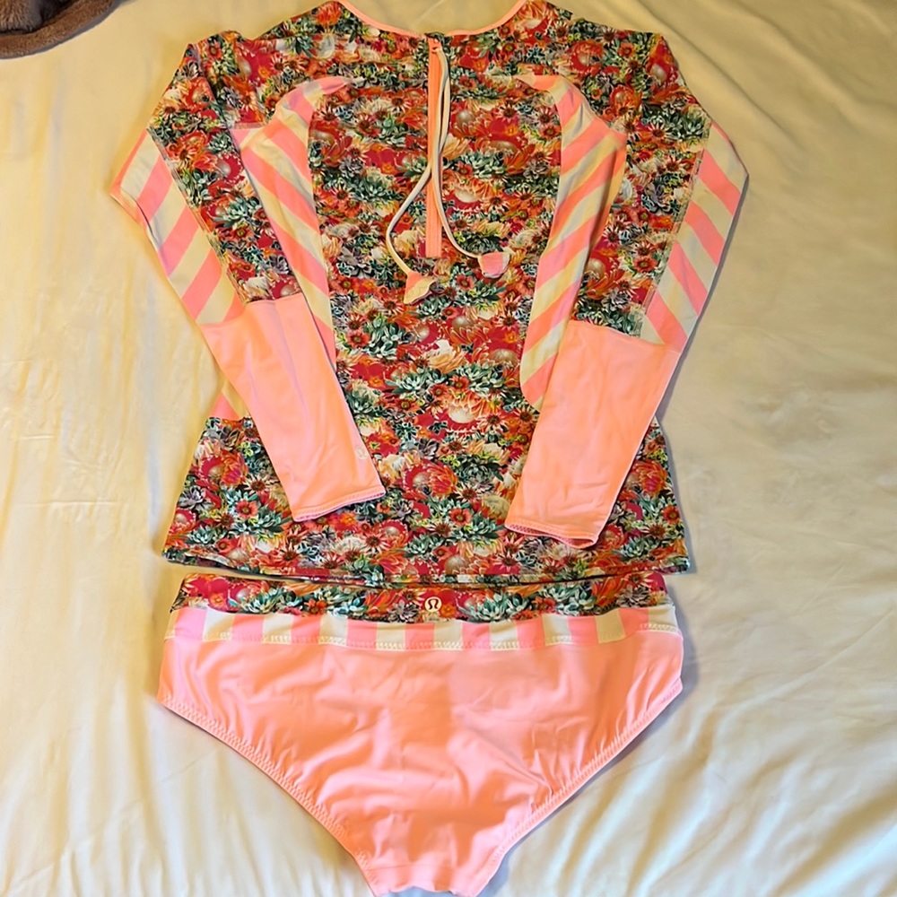lululemon athletica Floral & Pink Long Sleeve Swim Set